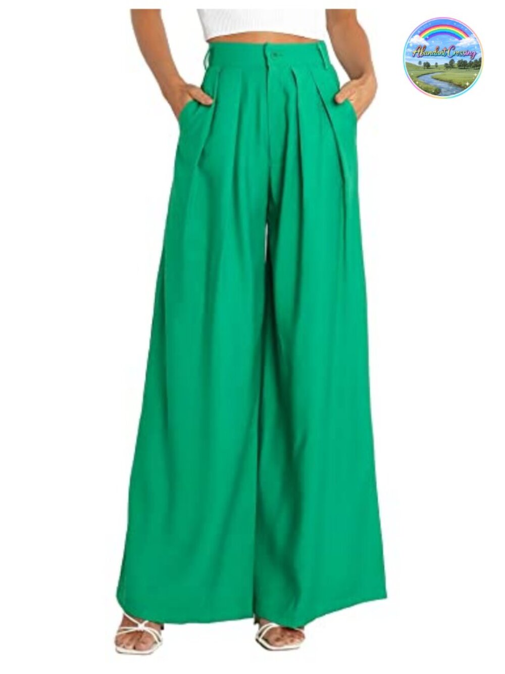 Wide Leg High Waist Dress Pants with Pockets - Casual Office Palazzo Trousers